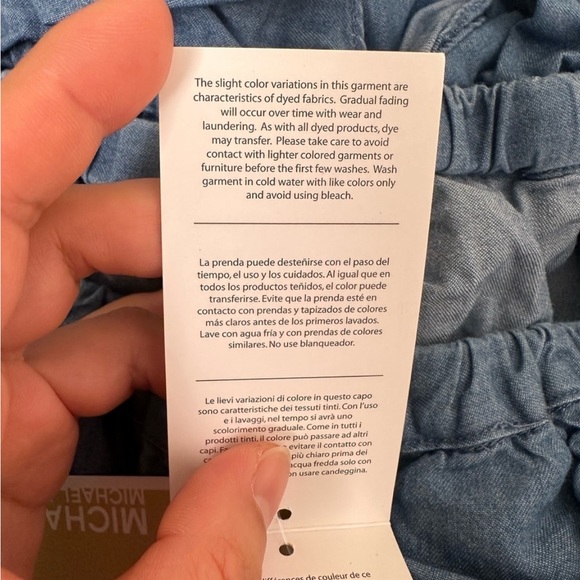 Michael Kors Womens Denim Ruffled Off Shoulder Dress - Picture 8 of 8